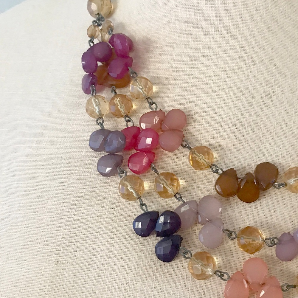 Multi-Colored Tiered Statement Necklace - Picture 2 of 4